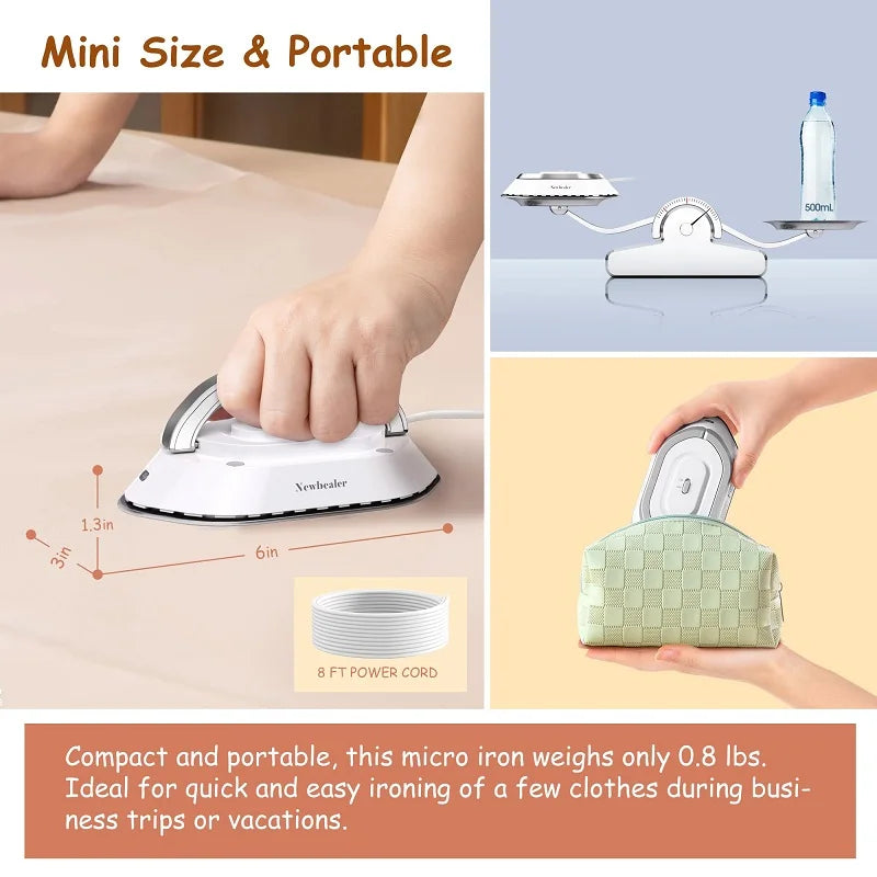Electric iron, portable electric iron. 300W.Dry ironing, ceramic base plate, anti sticking, travel iron,Easy to store