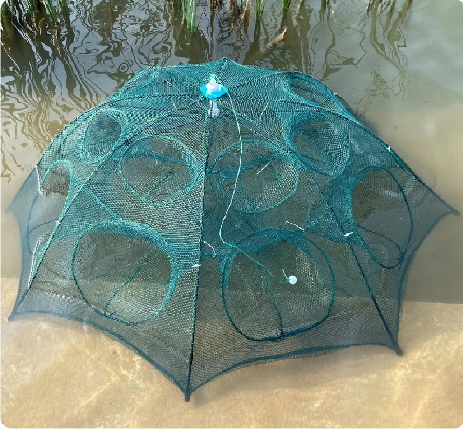 Foldable Umbrella-Shape Fish Trap Outdoor Automatic Trap Shrimp Carp Catcher Cages Mesh Nets Fishing Gear Fishing Accessories