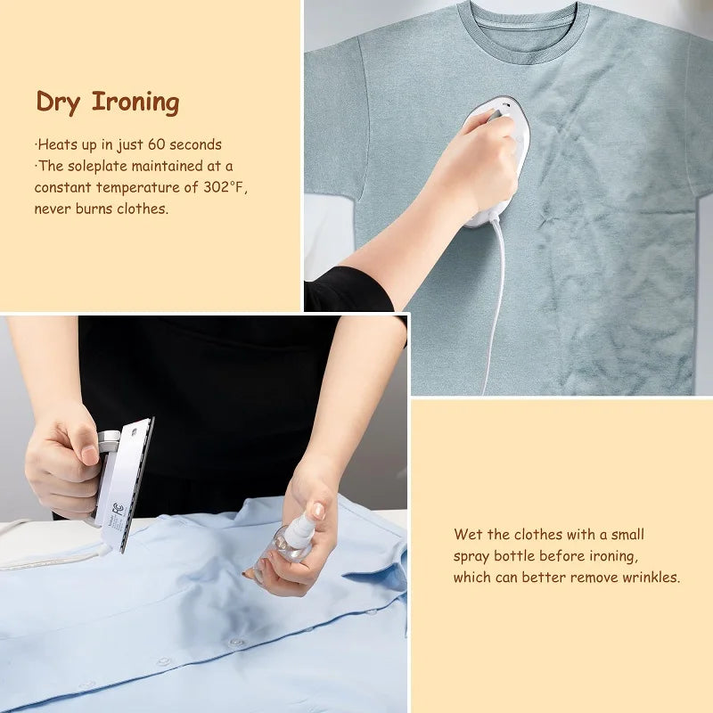Electric iron, portable electric iron. 300W.Dry ironing, ceramic base plate, anti sticking, travel iron,Easy to store