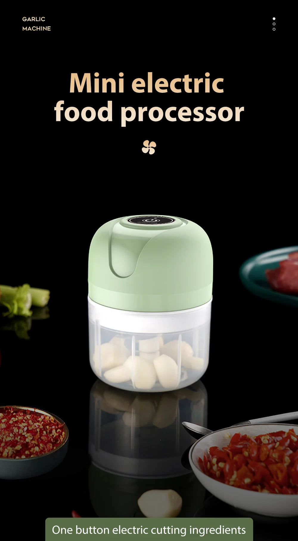 Mini USB Wireless Electric Garlic Masher 100/250ml Press Mincer Vegetable Chili Meat Grinder Food Chopper Kitchen Accessories