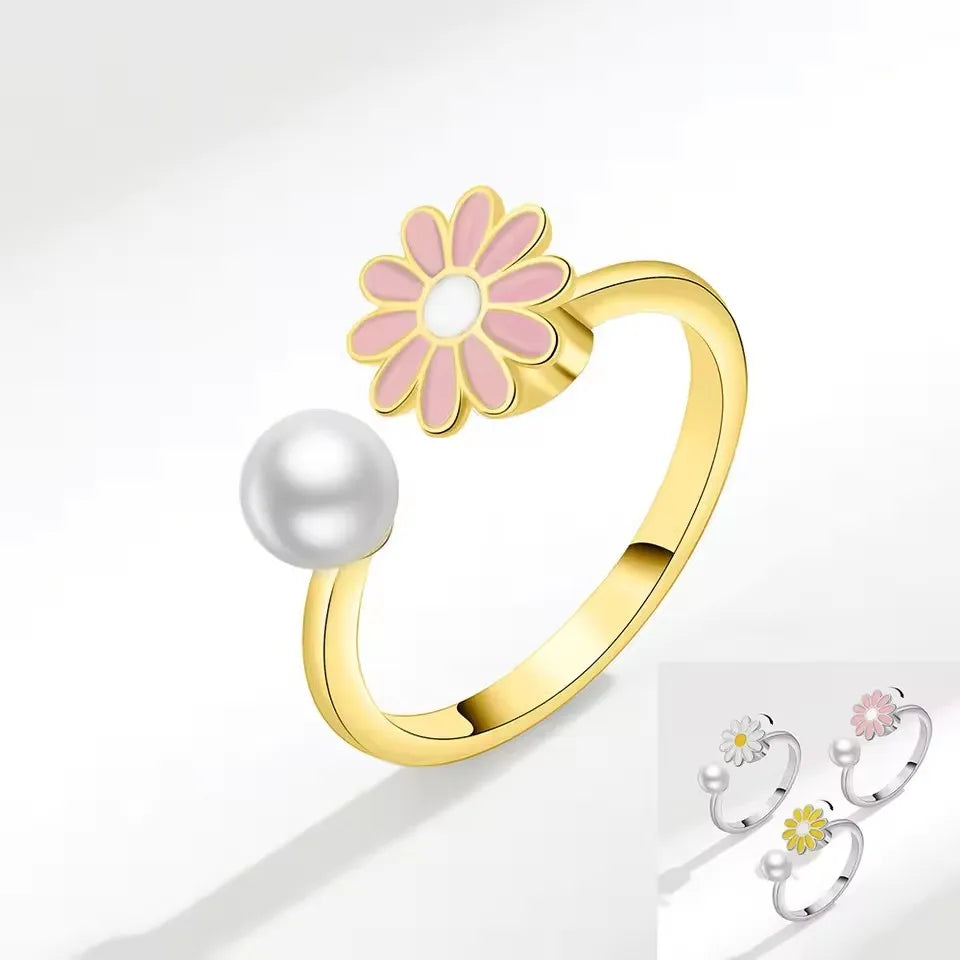 Sam Panda 925 Sterling Silver Sunflower Diamond Zircon Rotatable Ring For Women Gift Relieve Stress Ring Jewelry Wholesale