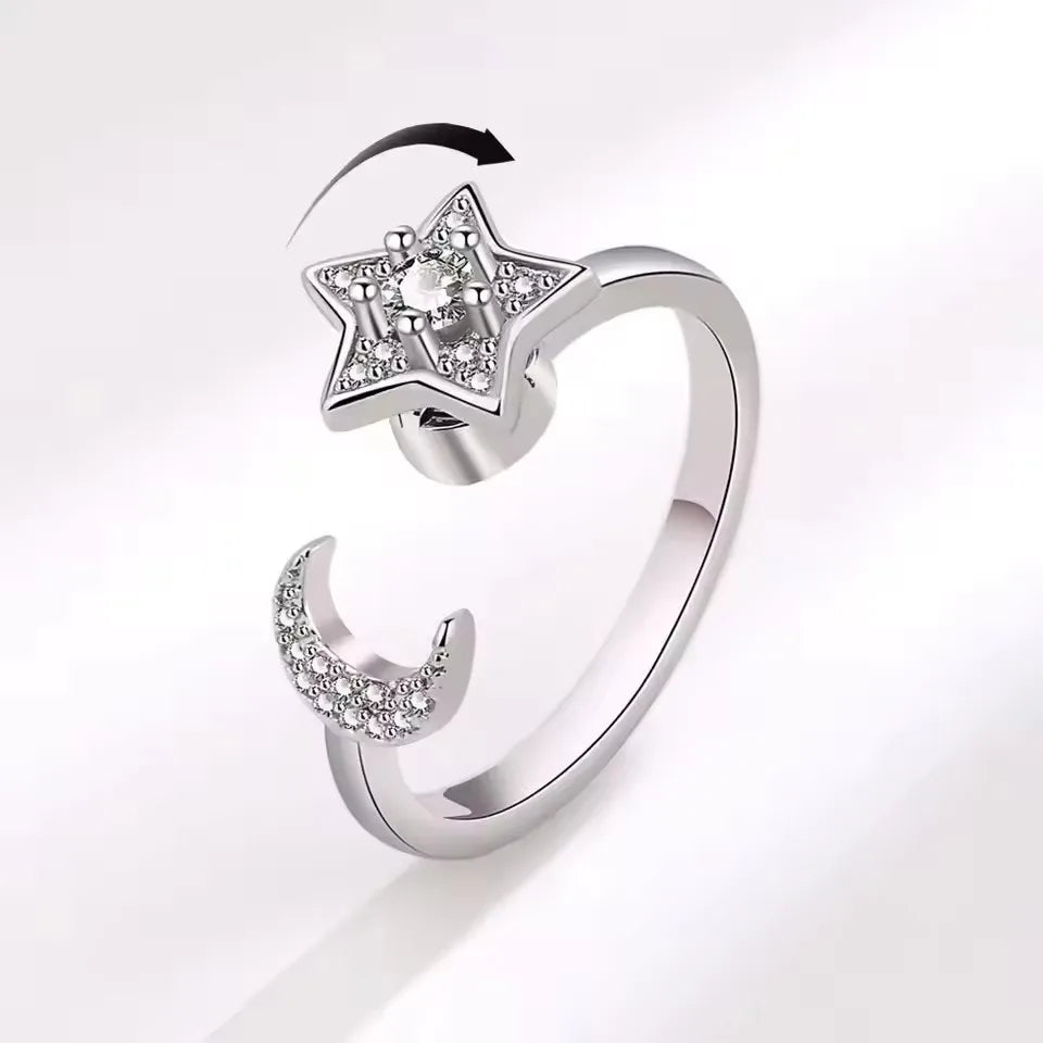 Sam Panda 925 Sterling Silver Sunflower Diamond Zircon Rotatable Ring For Women Gift Relieve Stress Ring Jewelry Wholesale