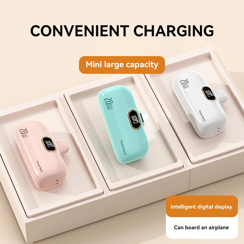 Xiaomi 30000mAh Mini Portable Power Bank Capsule Mobile Power Supply Emergency External Battery Fast Charger For Type-c iPhone