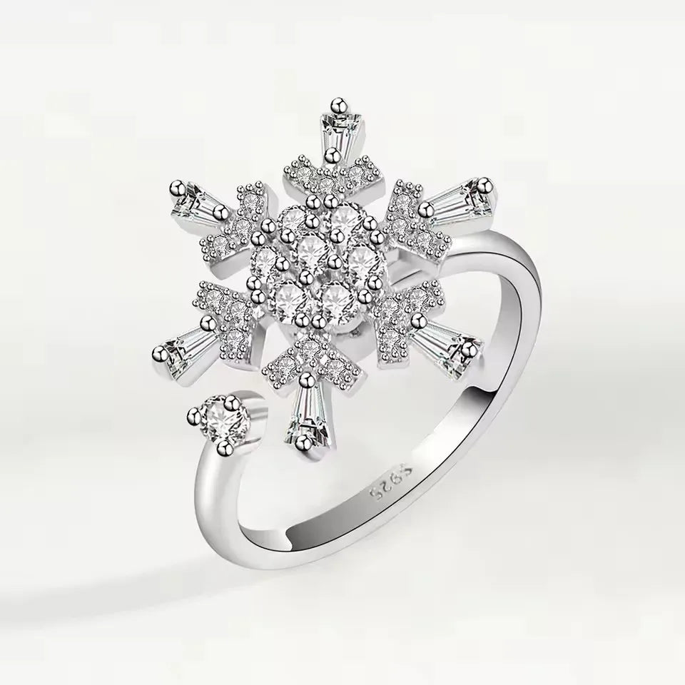 Sam Panda 925 Sterling Silver Sunflower Diamond Zircon Rotatable Ring For Women Gift Relieve Stress Ring Jewelry Wholesale