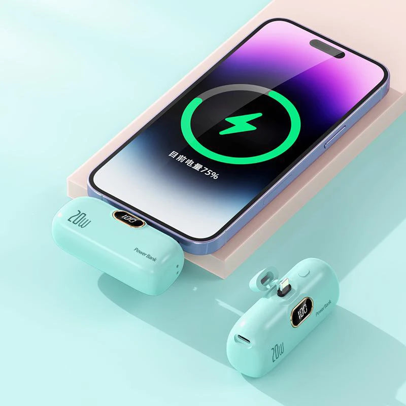 Xiaomi 30000mAh Mini Portable Power Bank Capsule Mobile Power Supply Emergency External Battery Fast Charger For Type-c iPhone