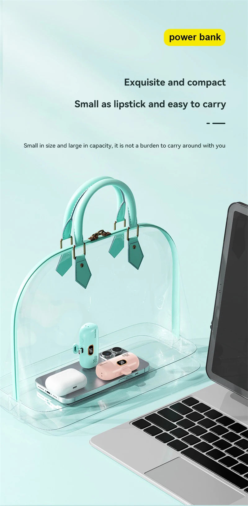 Xiaomi 30000mAh Mini Portable Power Bank Capsule Mobile Power Supply Emergency External Battery Fast Charger For Type-c iPhone
