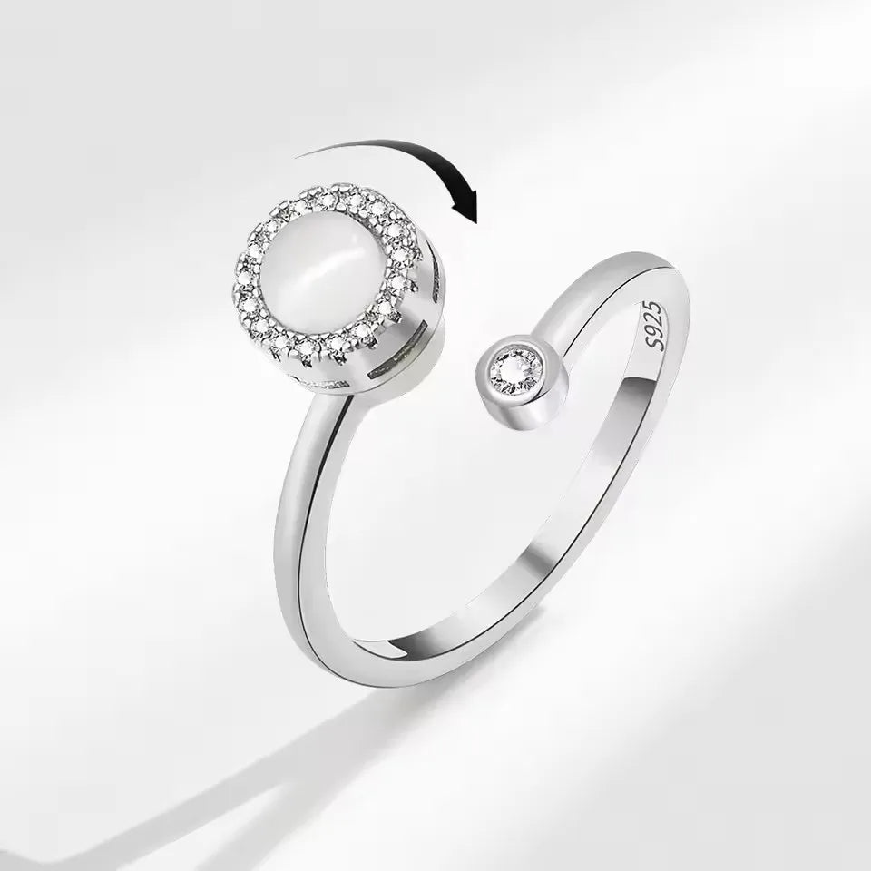 Sam Panda 925 Sterling Silver Sunflower Diamond Zircon Rotatable Ring For Women Gift Relieve Stress Ring Jewelry Wholesale