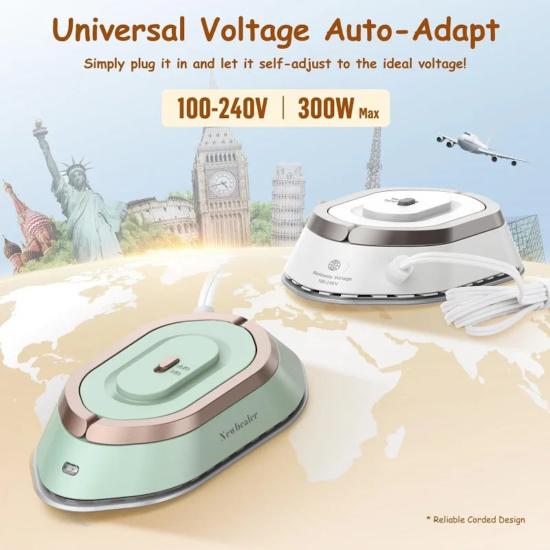 Electric iron, portable electric iron. 300W.Dry ironing, ceramic base plate, anti sticking, travel iron,Easy to store