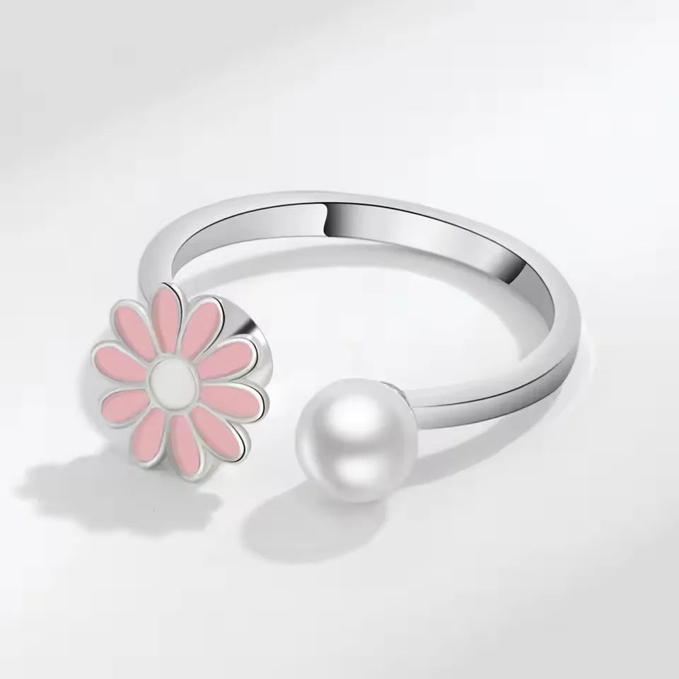 Sam Panda 925 Sterling Silver Sunflower Diamond Zircon Rotatable Ring For Women Gift Relieve Stress Ring Jewelry Wholesale