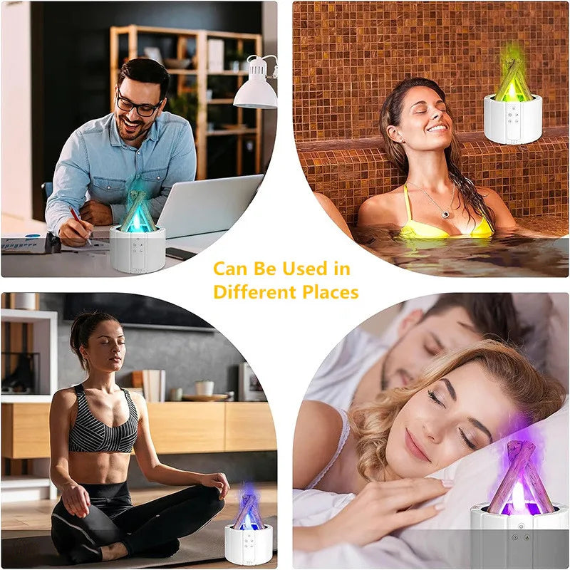 2025 New Simulated Flame Aroma Diffuser Bonfire Air Humidifier Ultrasonic Cool Mist Maker Fogger LED Essential Oil Lamp Difusor