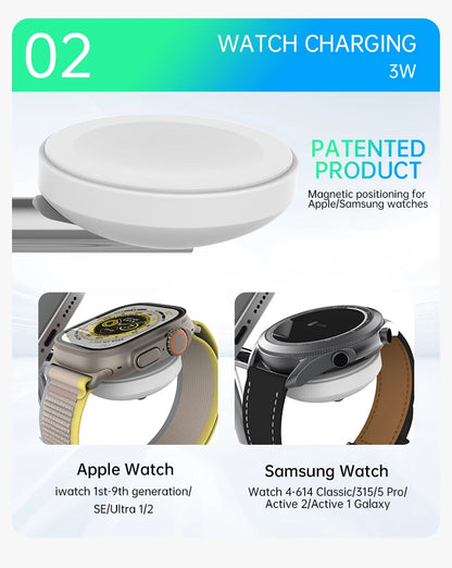 QI2 3 in 1 Magnetic Wireless Chargers For iPhone 16 15 14 13 12 Fast Charging Station For Apple Watch Airpods 2 3 4 stand
