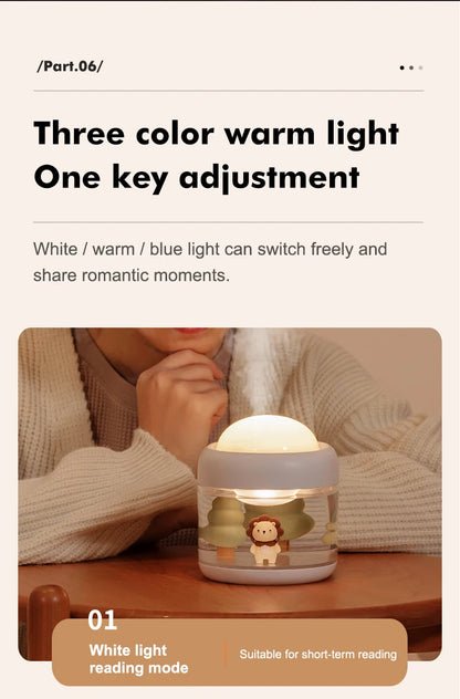 Portbale Projection Lamp Wireless Air Humidifier 2000mAh Battery USB Rechargeable Projector Umidificador Aroma Humidificador