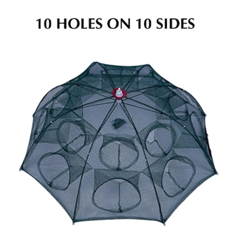 Foldable Umbrella-Shape Fish Trap Outdoor Automatic Trap Shrimp Carp Catcher Cages Mesh Nets Fishing Gear Fishing Accessories