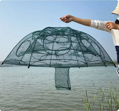 Foldable Umbrella-Shape Fish Trap Outdoor Automatic Trap Shrimp Carp Catcher Cages Mesh Nets Fishing Gear Fishing Accessories