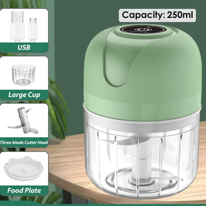 Mini USB Wireless Electric Garlic Masher 100/250ml Press Mincer Vegetable Chili Meat Grinder Food Chopper Kitchen Accessories