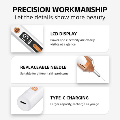 Laser Plasma Pen for Skin Tag Remover Freckle Black Dot Eliminator Papilloma  Mole Pimples Wart Tattoo Removal Plasma Pen