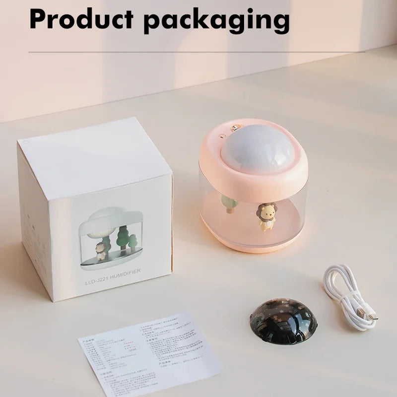 Portbale Projection Lamp Wireless Air Humidifier 2000mAh Battery USB Rechargeable Projector Umidificador Aroma Humidificador