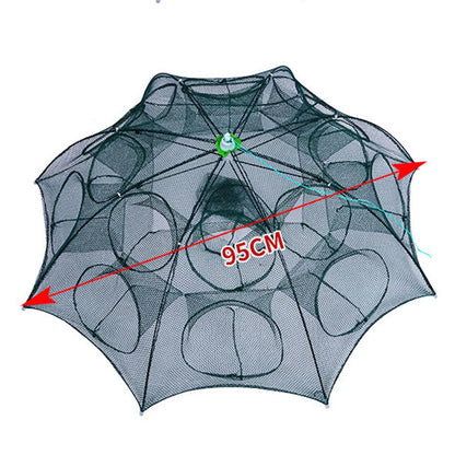 Foldable Umbrella-Shape Fish Trap Outdoor Automatic Trap Shrimp Carp Catcher Cages Mesh Nets Fishing Gear Fishing Accessories
