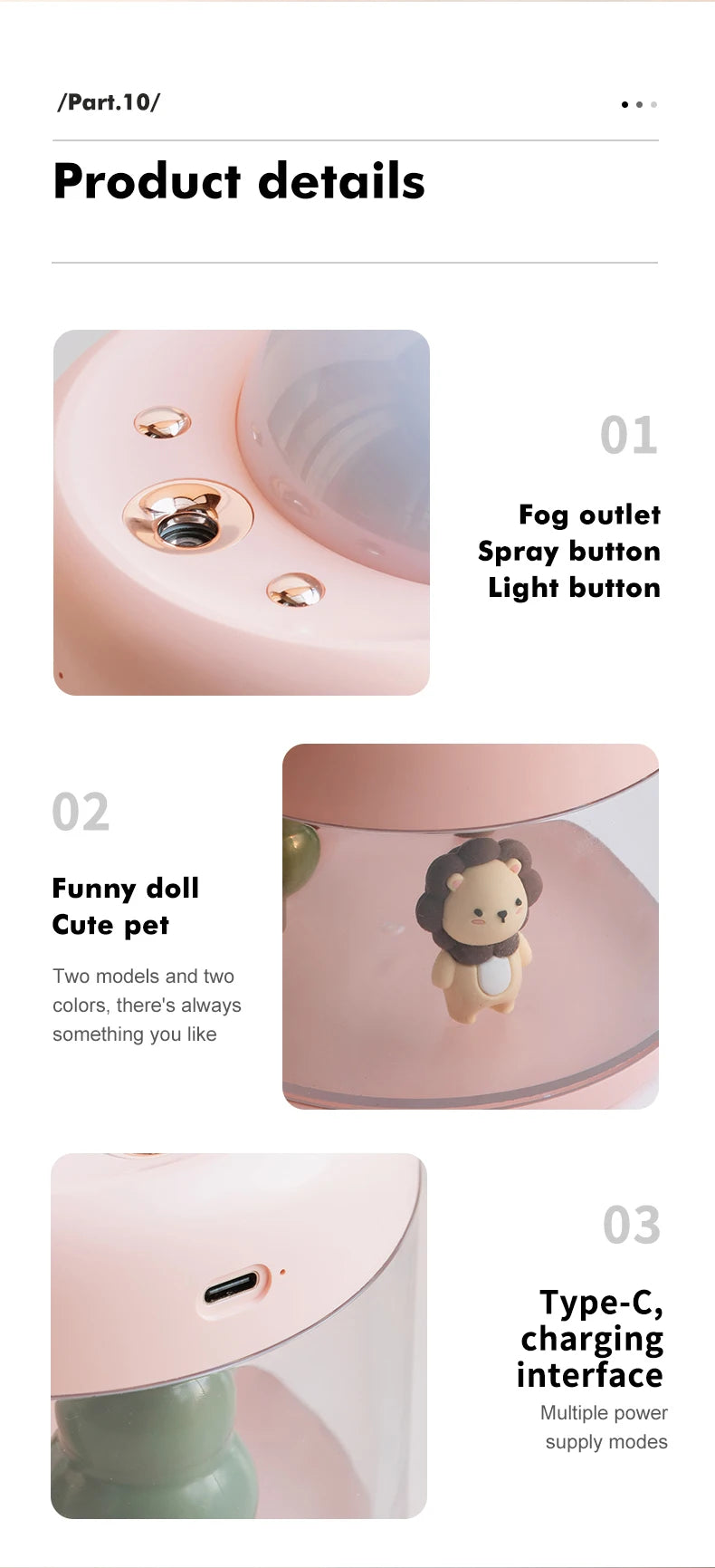 Portbale Projection Lamp Wireless Air Humidifier 2000mAh Battery USB Rechargeable Projector Umidificador Aroma Humidificador