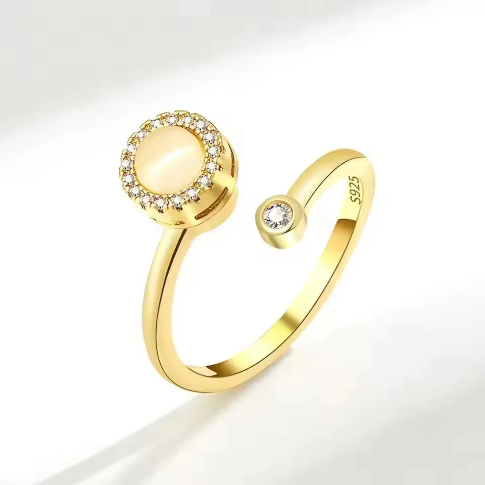 Sam Panda 925 Sterling Silver Sunflower Diamond Zircon Rotatable Ring For Women Gift Relieve Stress Ring Jewelry Wholesale