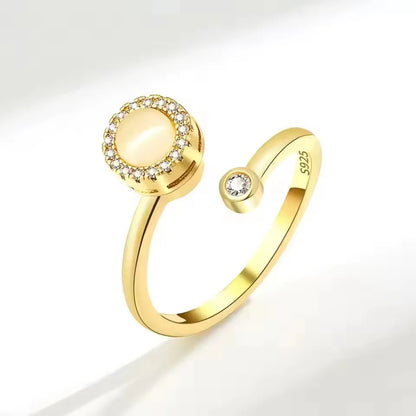 Sam Panda 925 Sterling Silver Sunflower Diamond Zircon Rotatable Ring For Women Gift Relieve Stress Ring Jewelry Wholesale