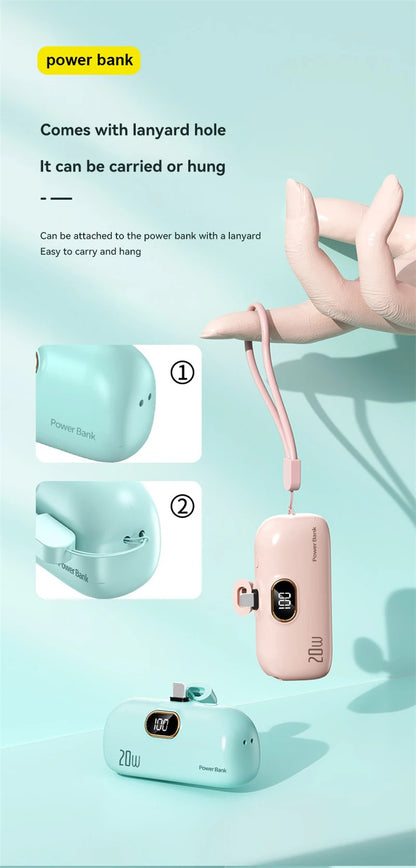 Xiaomi 30000mAh Mini Portable Power Bank Capsule Mobile Power Supply Emergency External Battery Fast Charger For Type-c iPhone