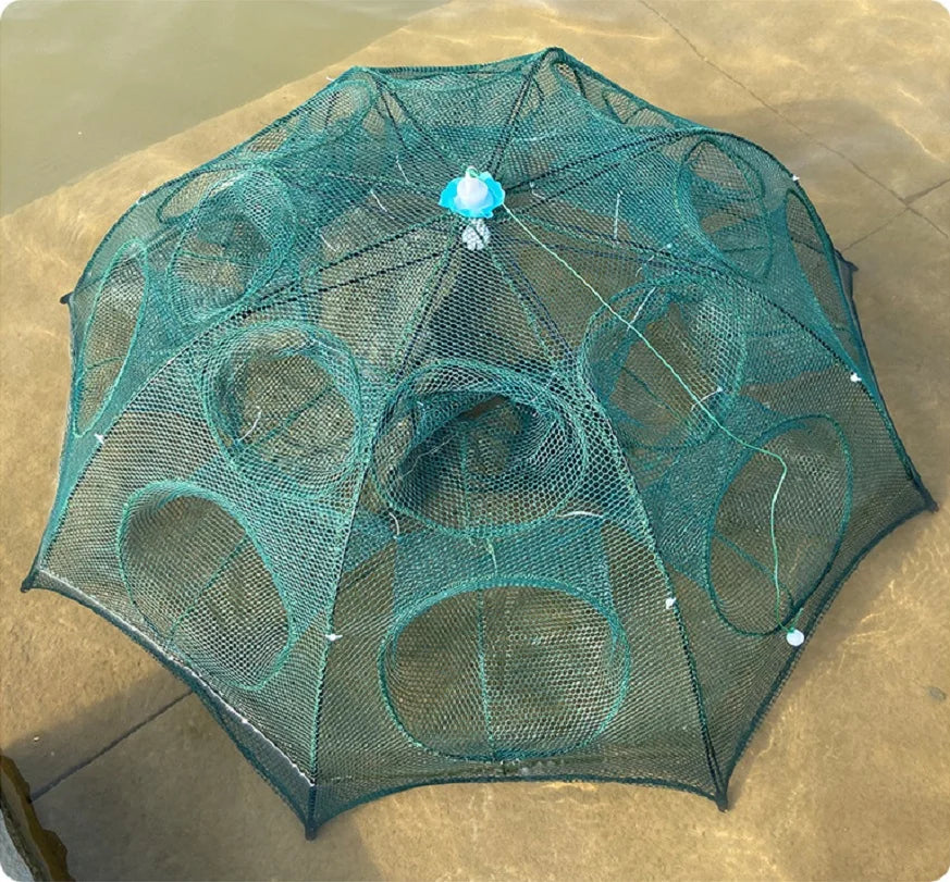 Foldable Umbrella-Shape Fish Trap Outdoor Automatic Trap Shrimp Carp Catcher Cages Mesh Nets Fishing Gear Fishing Accessories