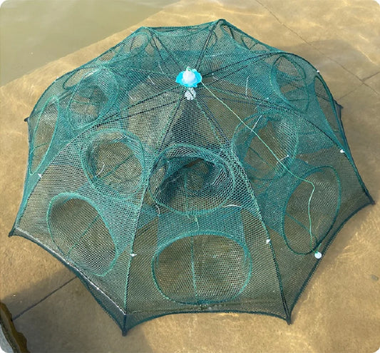 Foldable Umbrella-Shape Fish Trap Outdoor Automatic Trap Shrimp Carp Catcher Cages Mesh Nets Fishing Gear Fishing Accessories
