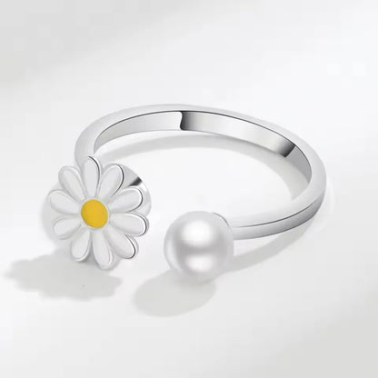 Sam Panda 925 Sterling Silver Sunflower Diamond Zircon Rotatable Ring For Women Gift Relieve Stress Ring Jewelry Wholesale
