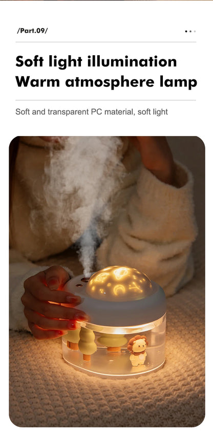 Portbale Projection Lamp Wireless Air Humidifier 2000mAh Battery USB Rechargeable Projector Umidificador Aroma Humidificador