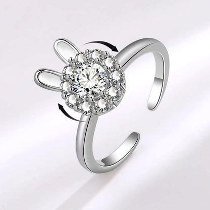 Sam Panda 925 Sterling Silver Sunflower Diamond Zircon Rotatable Ring For Women Gift Relieve Stress Ring Jewelry Wholesale