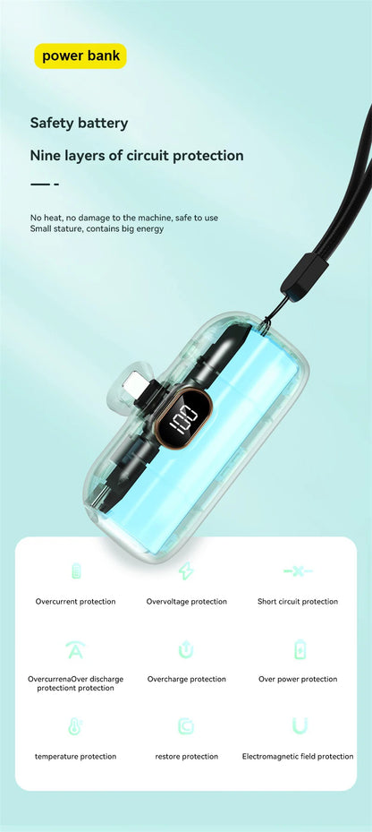 Xiaomi 30000mAh Mini Portable Power Bank Capsule Mobile Power Supply Emergency External Battery Fast Charger For Type-c iPhone