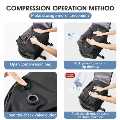 Vacuum Backpack Travel Bag for Men Large Capacity Backpack Business Laptop Backpack Women Men Expandable Backpack School Bag