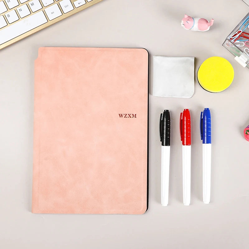 A5 Reusable Whiteboard Notebook Book With Free Whiteboard Pen Erasing Cloth Weekly Planner Portable Notebooks