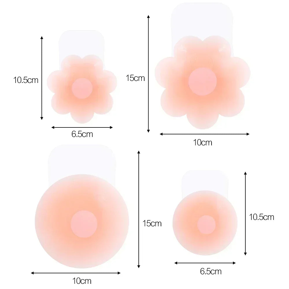 4PCS Women Lift Up Invisible Reusable Self Adhesive Silicone Breast Lift Tape Nipple Cover Chest Paste Push Up Party Dress Bras