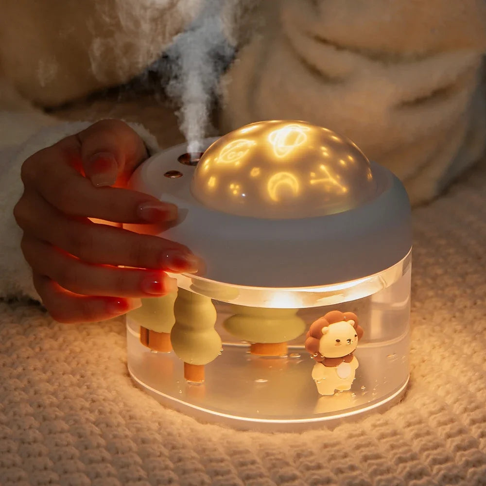 Portbale Projection Lamp Wireless Air Humidifier 2000mAh Battery USB Rechargeable Projector Umidificador Aroma Humidificador