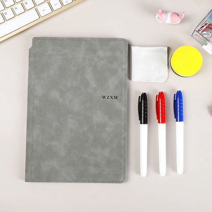 A5 Reusable Whiteboard Notebook Book With Free Whiteboard Pen Erasing Cloth Weekly Planner Portable Notebooks