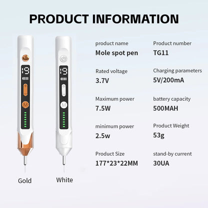 Laser Plasma Pen for Skin Tag Remover Freckle Black Dot Eliminator Papilloma  Mole Pimples Wart Tattoo Removal Plasma Pen