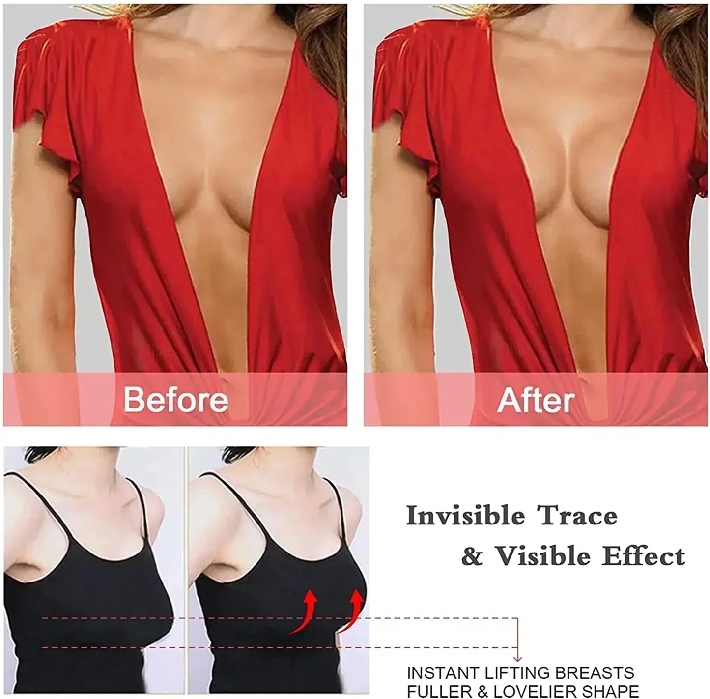 4PCS Women Lift Up Invisible Reusable Self Adhesive Silicone Breast Lift Tape Nipple Cover Chest Paste Push Up Party Dress Bras