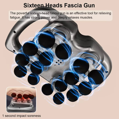 16 Heads Muscle Massage Gun, Full Body Massager 9 Modes & 99 Levels, Deep Tissue Percussion Massager Quiet Muscle Massage Gun