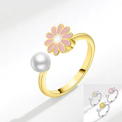 Sam Panda 925 Sterling Silver Sunflower Diamond Zircon Rotatable Ring For Women Gift Relieve Stress Ring Jewelry Wholesale