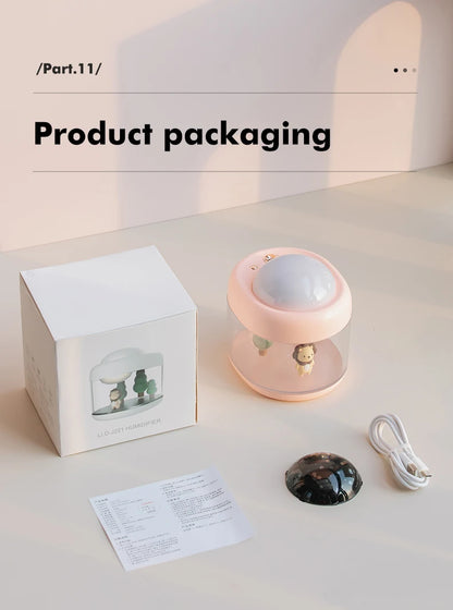 Portbale Projection Lamp Wireless Air Humidifier 2000mAh Battery USB Rechargeable Projector Umidificador Aroma Humidificador