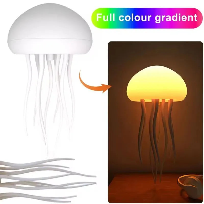 Voice Control Sensor Jellyfish Night Light Children Birthday Gift Floating Bedroom Desktop Ornament Colorful Atmosphere Light