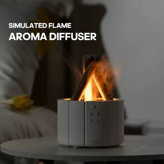2025 New Simulated Flame Aroma Diffuser Bonfire Air Humidifier Ultrasonic Cool Mist Maker Fogger LED Essential Oil Lamp Difusor