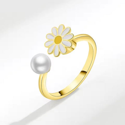 Sam Panda 925 Sterling Silver Sunflower Diamond Zircon Rotatable Ring For Women Gift Relieve Stress Ring Jewelry Wholesale