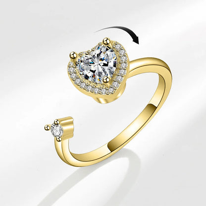 Sam Panda 925 Sterling Silver Sunflower Diamond Zircon Rotatable Ring For Women Gift Relieve Stress Ring Jewelry Wholesale