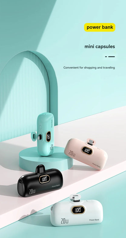 Xiaomi 30000mAh Mini Portable Power Bank Capsule Mobile Power Supply Emergency External Battery Fast Charger For Type-c iPhone