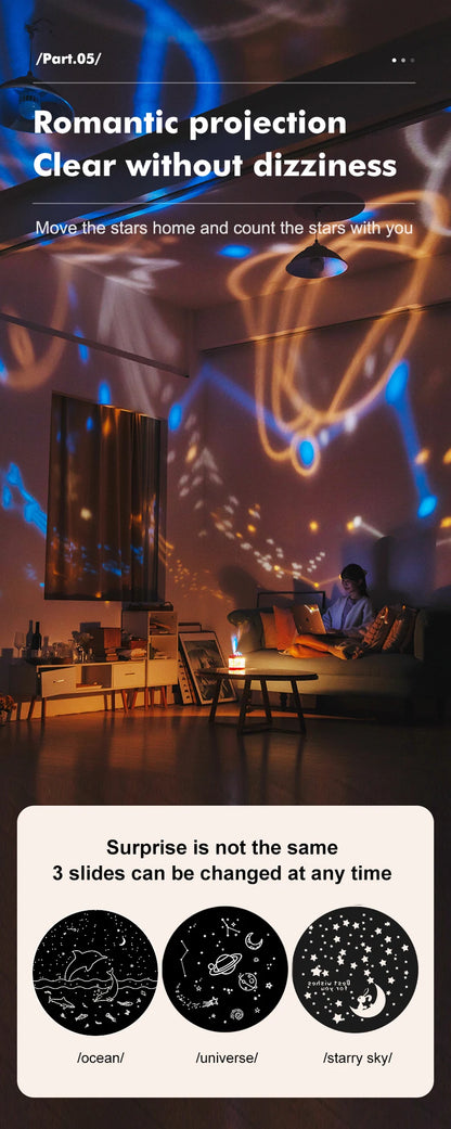 Portbale Projection Lamp Wireless Air Humidifier 2000mAh Battery USB Rechargeable Projector Umidificador Aroma Humidificador