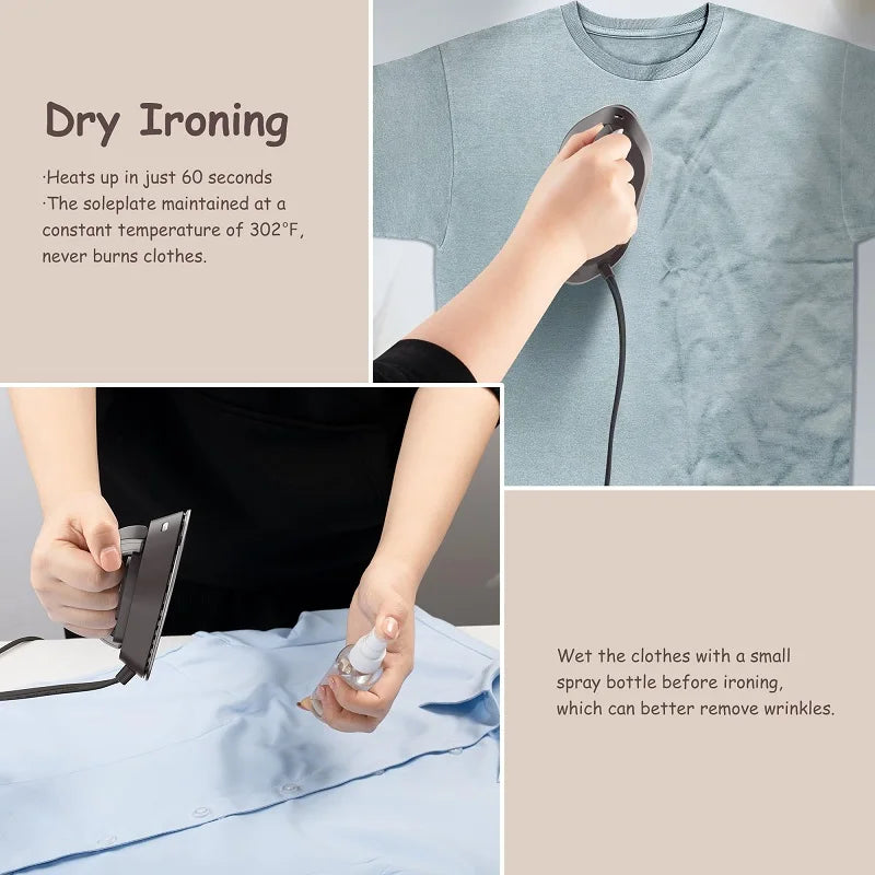 Electric iron, portable electric iron. 300W.Dry ironing, ceramic base plate, anti sticking, travel iron，Easy to store