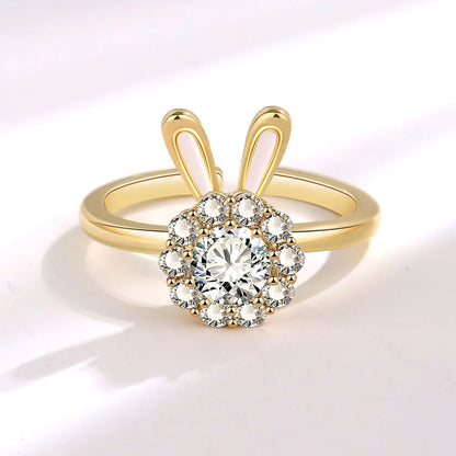 Sam Panda 925 Sterling Silver Sunflower Diamond Zircon Rotatable Ring For Women Gift Relieve Stress Ring Jewelry Wholesale